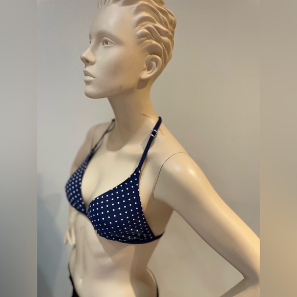 LA VIE EN ROSE | AQUA ~ Polka dot triangle bikini top Size Small - Picture 4 of 7